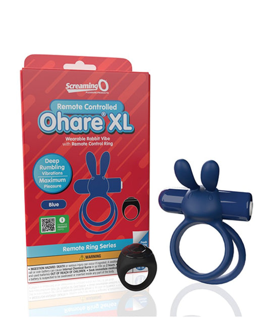 Screaming O Remote Controlled Ohare XL Vibrating Ring - Blue Screaming O