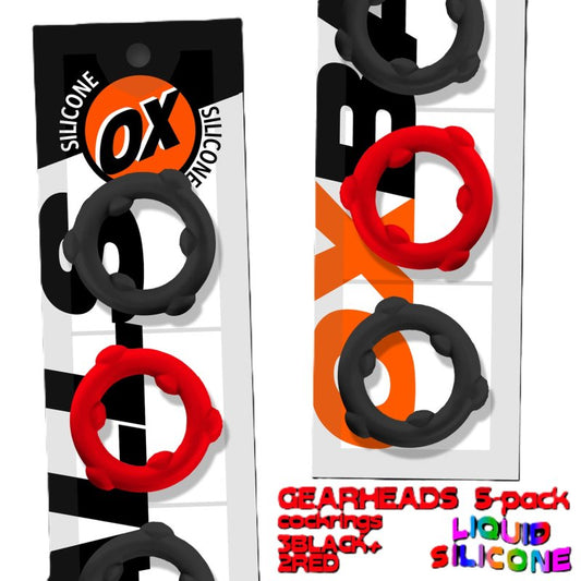 Oxballs Gearheads 5-pack spinner rings Red/black OXBalls
