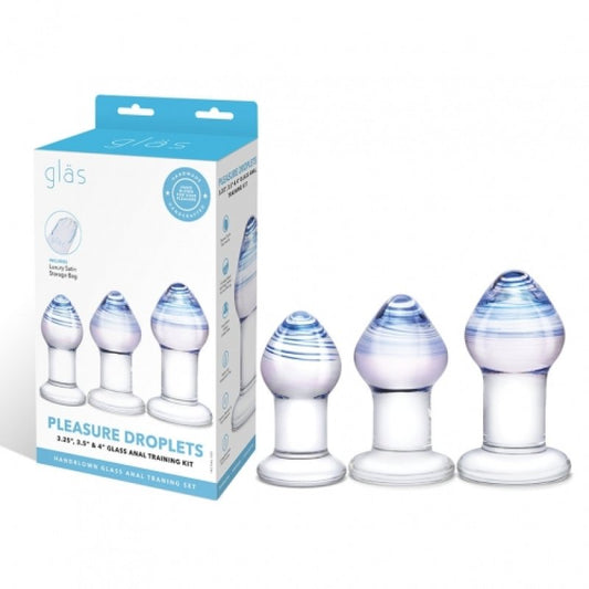 Glas 3.25"/ 3.5"/ 4" 3pc Pleasure Droplets Anal Training Kit Electric Eel, Inc