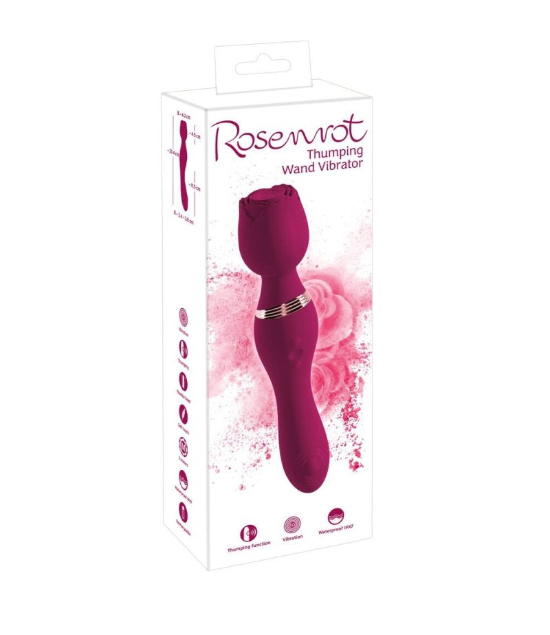 You2Toys Rose Thumping Wand Vibrator, thumping head and vibrating shaft - ClubX Australia