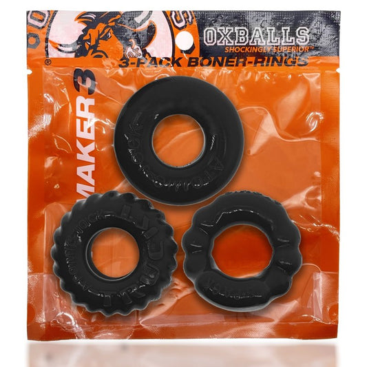 Oxballs Bonemaker 3-pack boner cockring kit plus+SILICONE™ special edition Night OXBalls