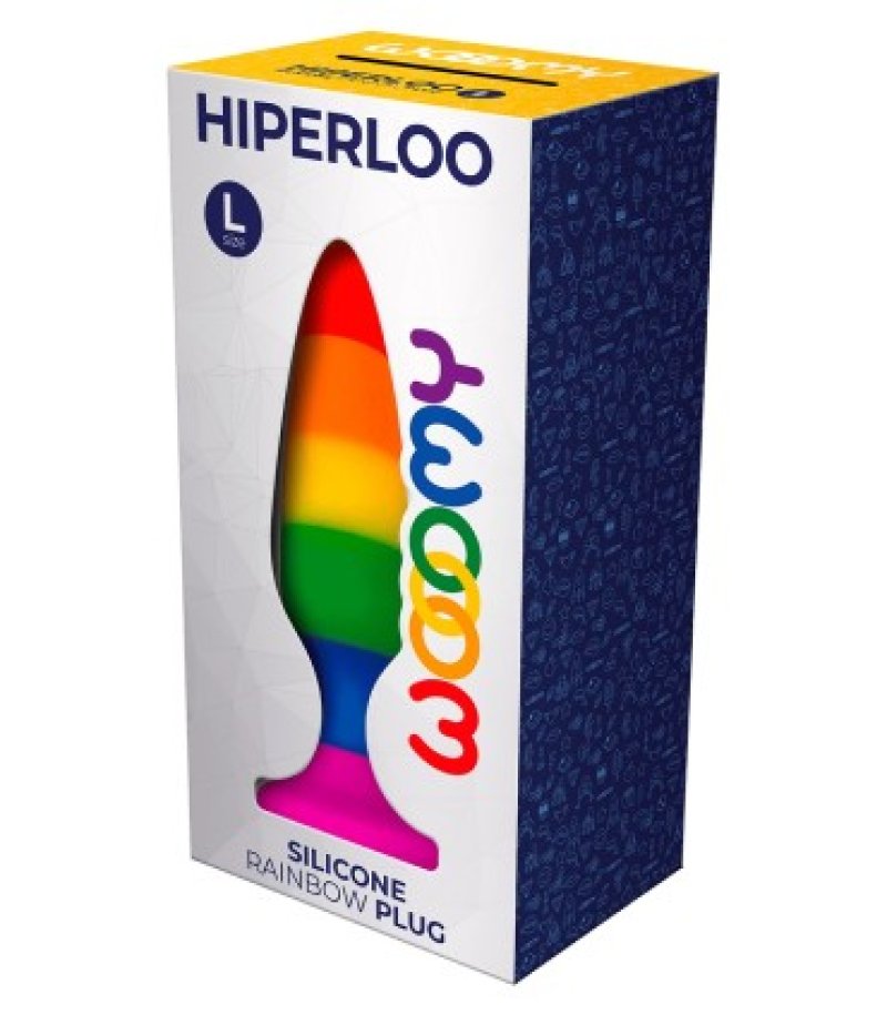 Wooomy Hiperloo Silicone Rainbow Butt Plug Large - ClubX Australia