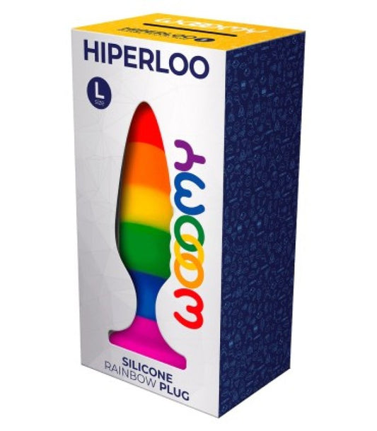 Wooomy Hiperloo Silicone Rainbow Butt Plug Large - ClubX Australia