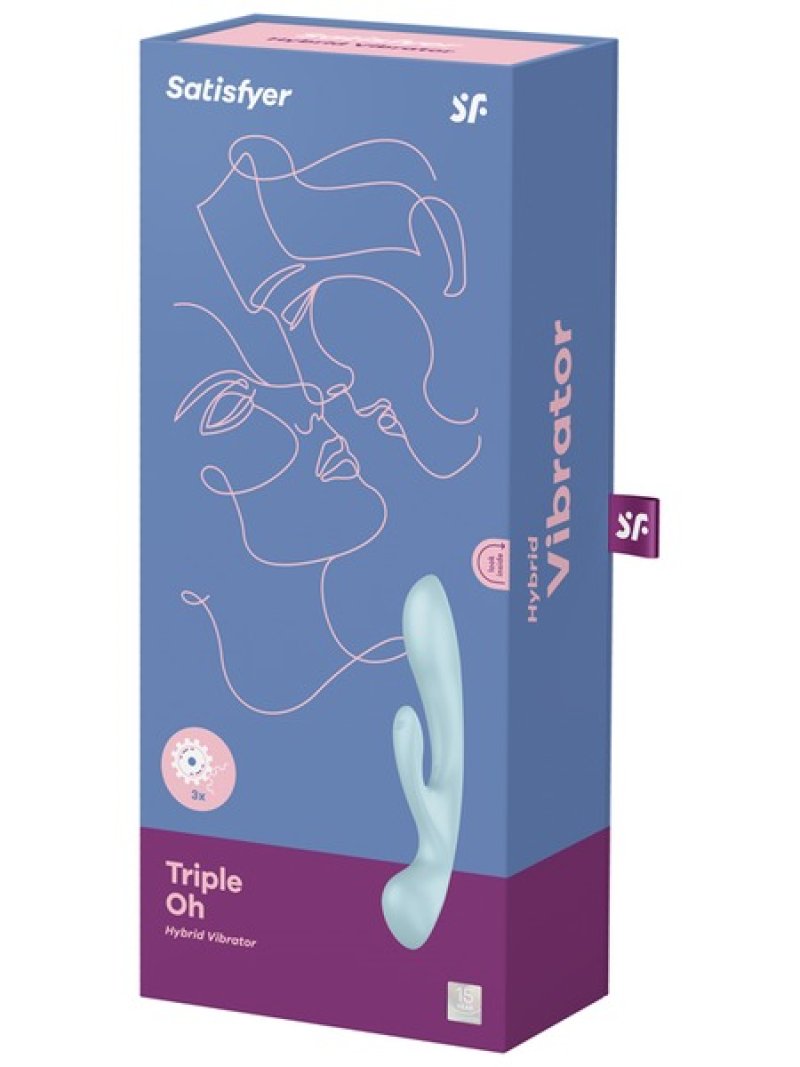 Satisfyer Triple Oh - Light Blue USB Rechargeable Rabbit Vibrator Satisfyer