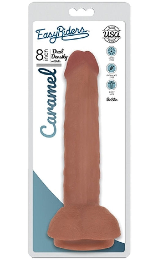 Easy Riders 8" Slim Bioskin Dong With Balls Caramel Curve Toys
