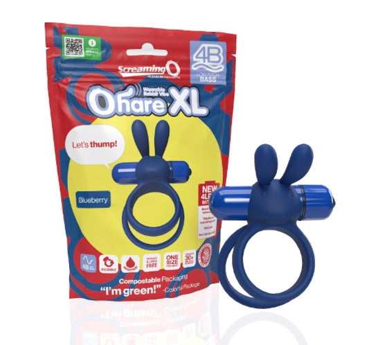 Screaming O Ohare XL Blueberry larger rabbit-style vibrating cock ring - ClubX Australia