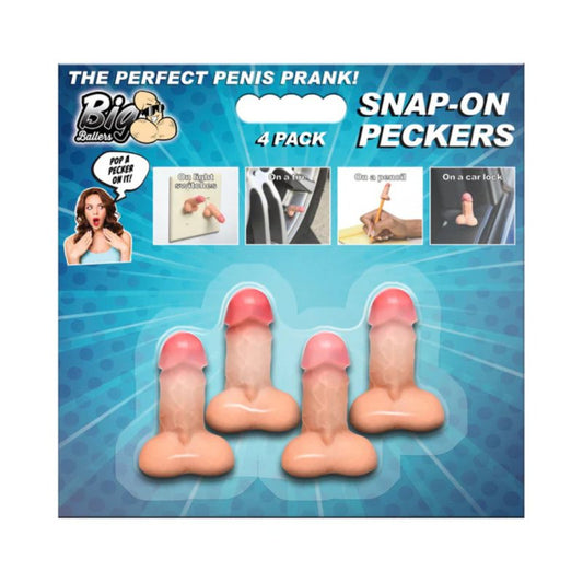 XR Brands Big Ballers Snap-On Peckers - 4 Pack Novelty XR Brands