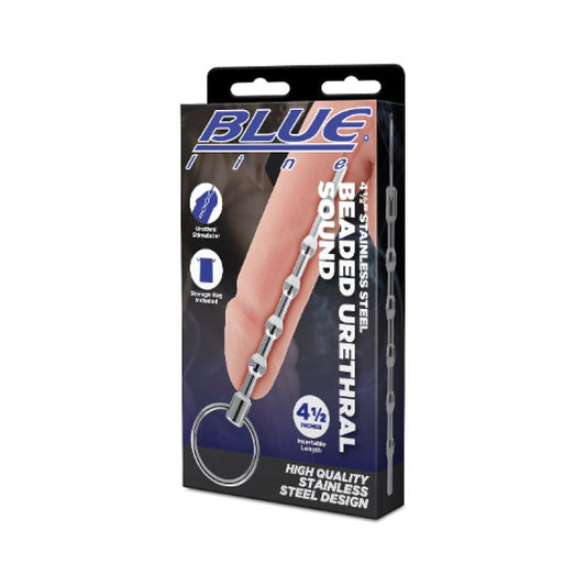 Blue Line 4.5" Stainless Steel Beaded Urethral Sound Electric Eel, Inc