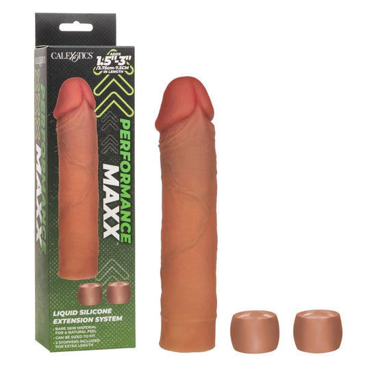Performance Maxx 8" Liquid Silicone Extension System - Brown Cock Ring Calexotics