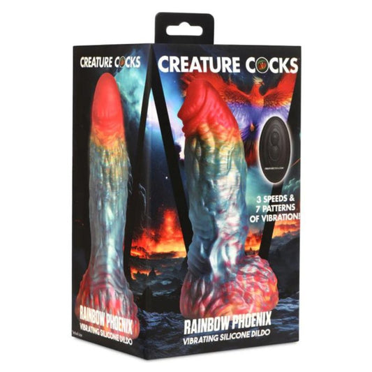 Creature Cocks Rainbow Phoenix Remote Vibrating Silicone Dildo XR Brands