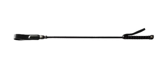 Rouge Long Riding Crop Slim Leather Black Tip 24" Bondage Gear Rouge