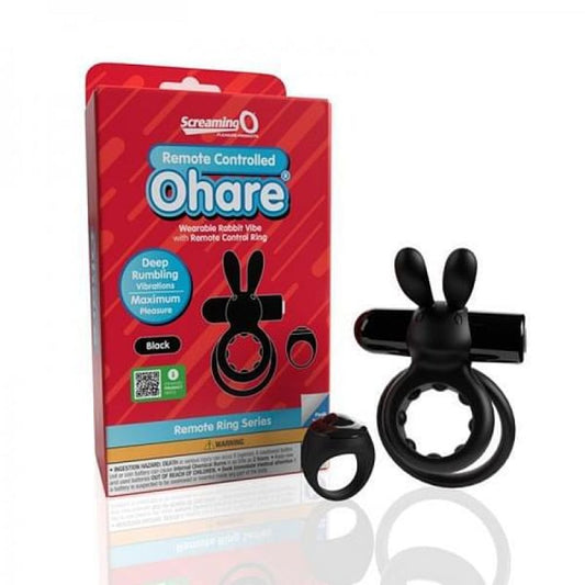 Screaming O Remote Controlled Ohare Vibrating Ring - Black Screaming O