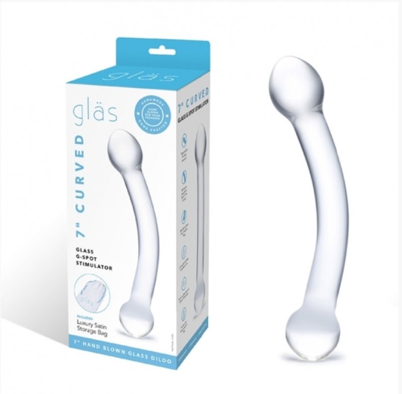Glas 7 Inch Curved G Spot Stimulator Glass Dildo - ClubX Australia