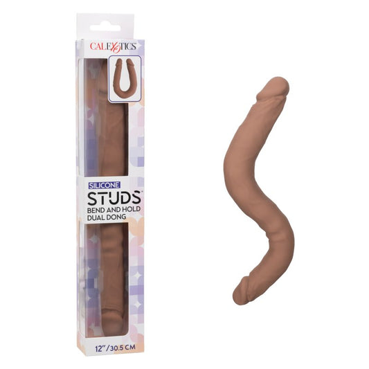 Calexotics Silicone Studs® Bend and Hold Dual Dong 12”/30.5 cm - Brown Calexotics