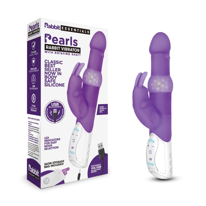 Rabbit Essentials Rechargeable Pleasure Pearls Rabbit - Purple Electric Eel, Inc
