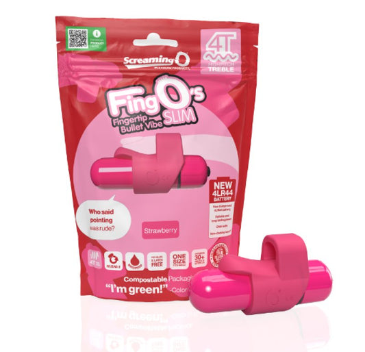 Screaming O 4T FingO Slim Strawberry Finger Vibrator - ClubX Australia