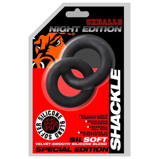 Oxballs Shackle double link'd cock/ball rings plus+SILICONE™ special edition Night OXBalls