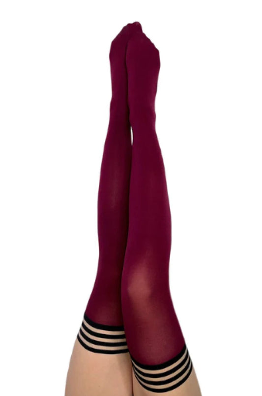 Kixies Heather Cabernet Opaque Thigh-High Stockings Size C - ClubX Australia