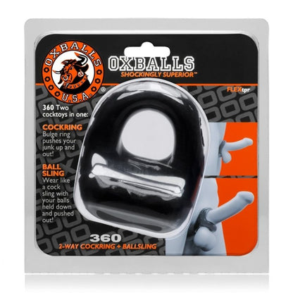360 Cockring And Ballsling Black OxBalls