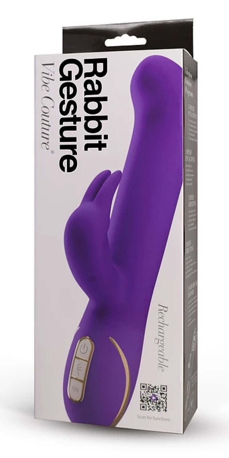 Vibe Couture Rabbit Gesture Purple rabbit vibrator with wiggling tip - ClubX Australia