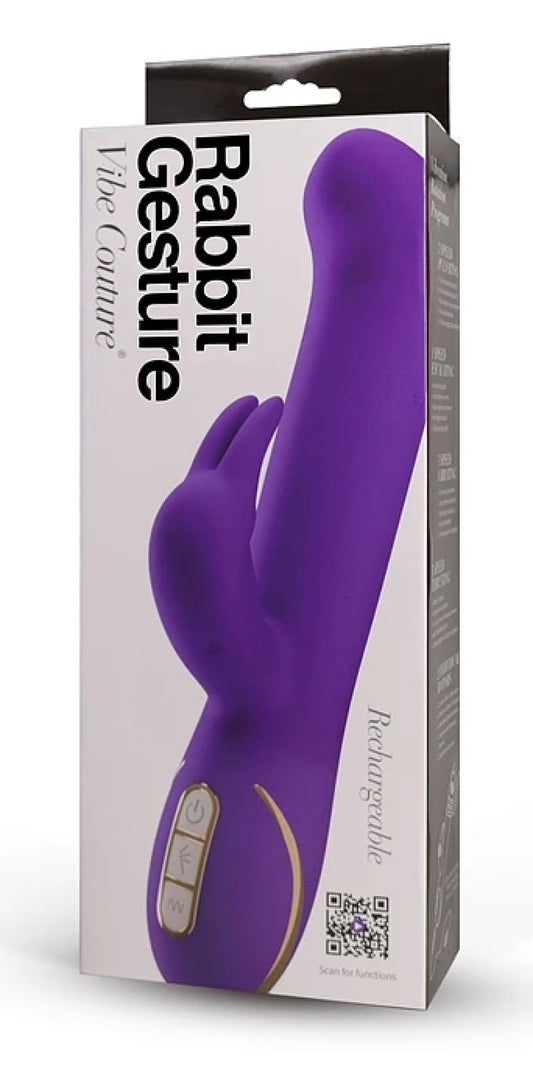 Vibe Couture Rabbit Gesture Purple rabbit vibrator with wiggling tip - ClubX Australia