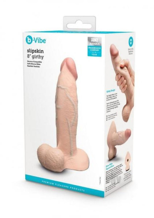 b-Vibe Slipskin Realistic Silicone Dildo - 8" Girthy Cream COTR