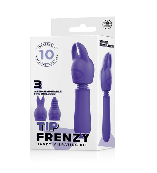 Excellent Power Tip Frenzy silicone vibe with interchangeable tips Purple - ClubX Australia