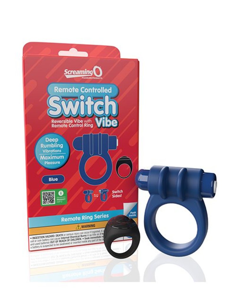 Screaming O Switch remote controlled vibrating ring blue - ClubX Australia