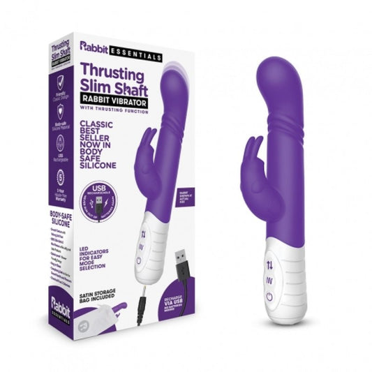 Rabbit Essentials Rechargeable Slim Shaft thrusting G-spot Rabbit - Purple Electric Eel, Inc