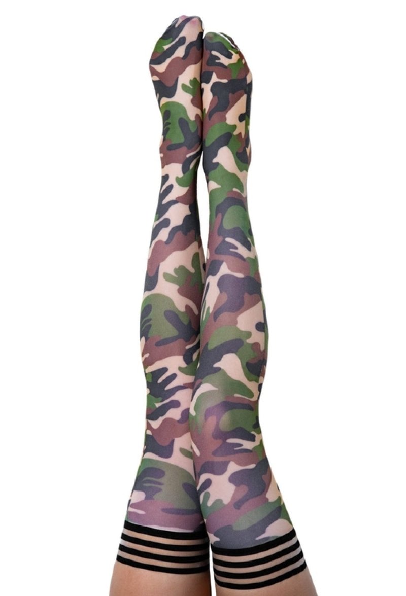 Kixies Alex Camo Thigh-High Stockings Size D - ClubX Australia