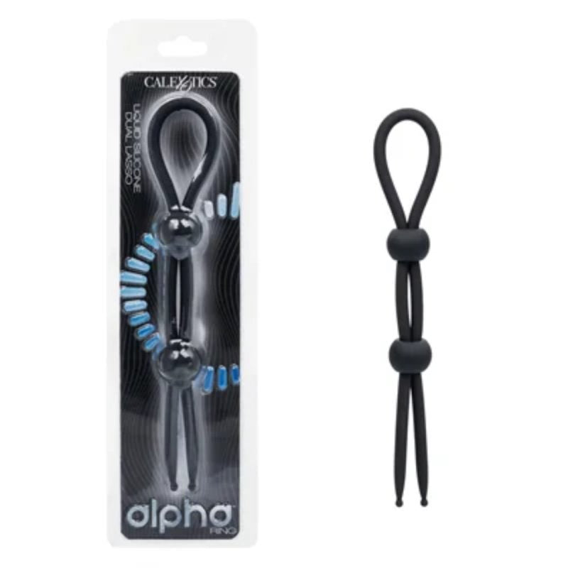 Alpha Liquid Silicone Dual Lasso - Black Cock Ring Calexotics