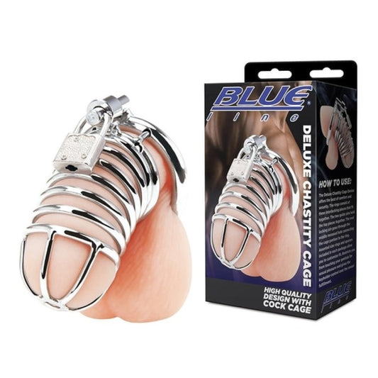 Blue Line Deluxe Chastity Cage Cock Ring Electric Eel, Inc