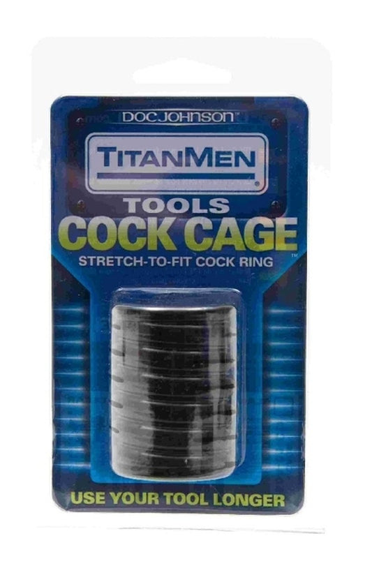 TitanMen Cock Cage Black stretch-to-fit ribbed cock ring - ClubX Australia