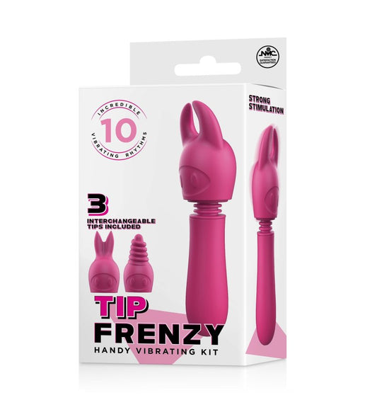 Excellent Power Tip Frenzy silicone vibe with interchangeable tips Pink - ClubX Australia