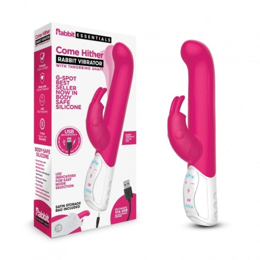Rabbit Essentials Rechargeable come hither G-Spot Rabbit - Hot Pink Electric Eel, Inc