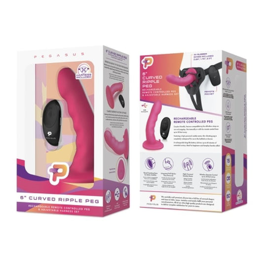Pegasus 6" Wireless Remote Control Curved Ripple Peg With Harness Electric Eel, Inc