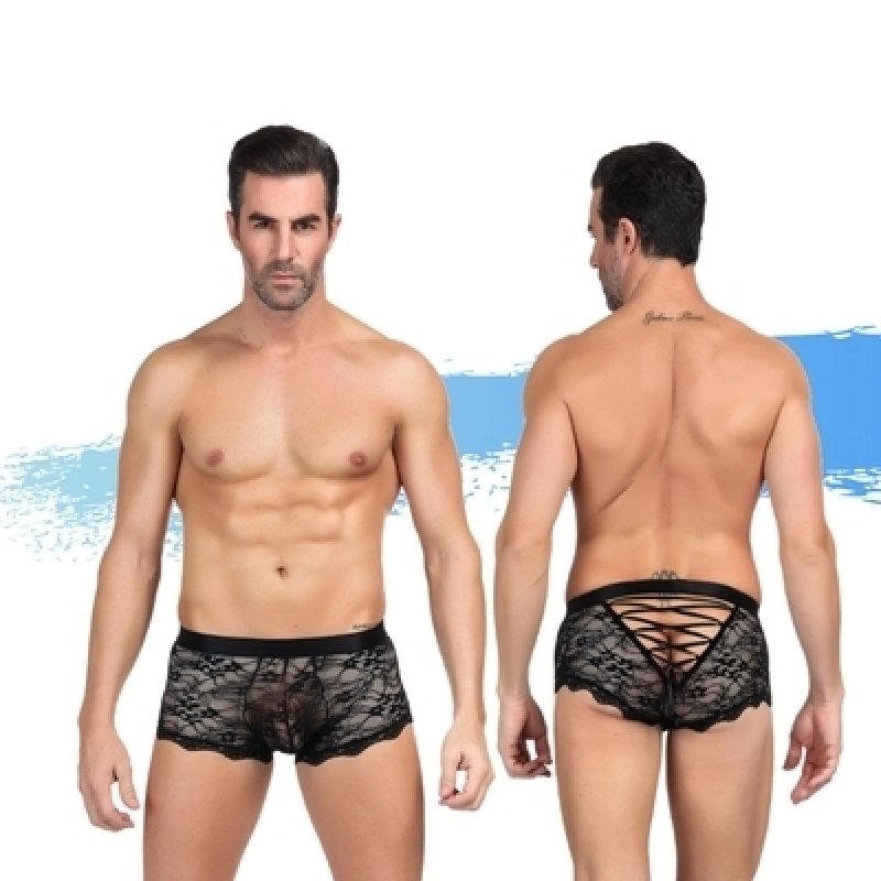 Ashella Lingerie Mica Lace Boxer Brief Black S/M Ashella Lingerie