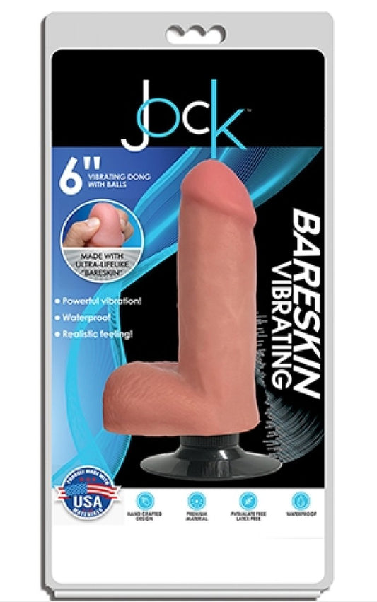 Jock 6" Bareskin Vibrating Dong with Balls Vanilla Curve Toys