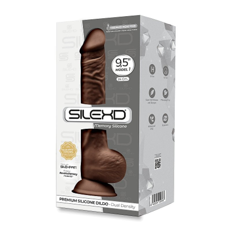 Silexd 9.5 Inch Brown Dual Density Realistic Dildo - ClubX Australia