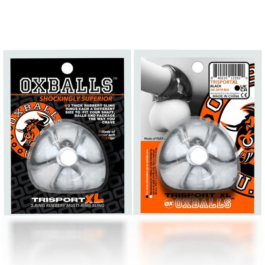 Oxballs Tri-Sport XL thicker 3-ring cocksling Clear OXBalls