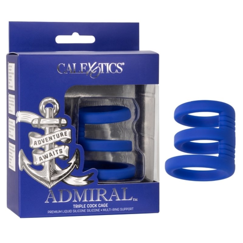 CalExotics Admiral Triple Cock Cage liquid silicone triple ring enhancer - ClubX Australia
