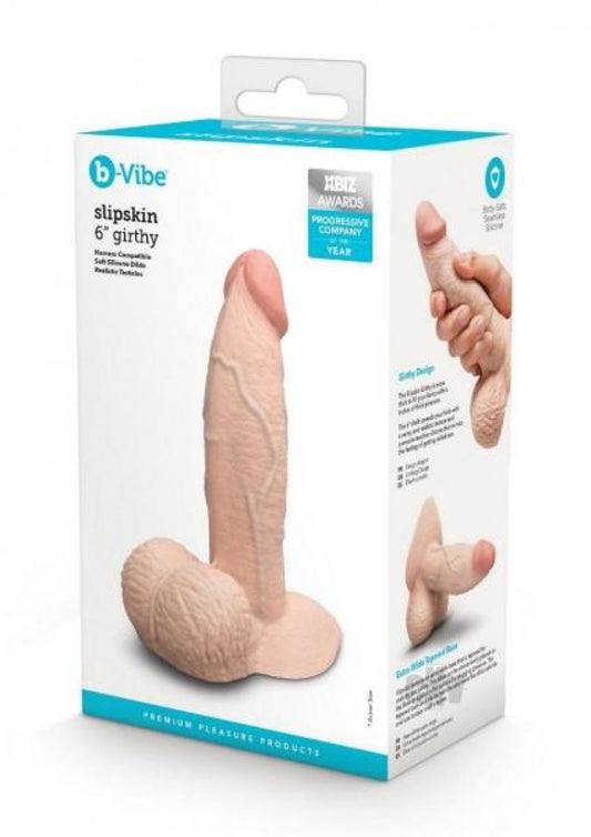b-Vibe Slipskin Realistic Silicone Dildo - 6" Girthy Cream COTR
