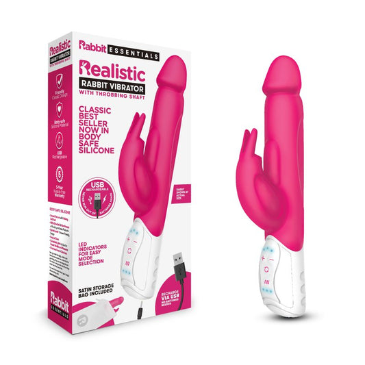 Rabbit Essentials Rechargeable Realistic Rabbit - Hot Pink Electric Eel, Inc