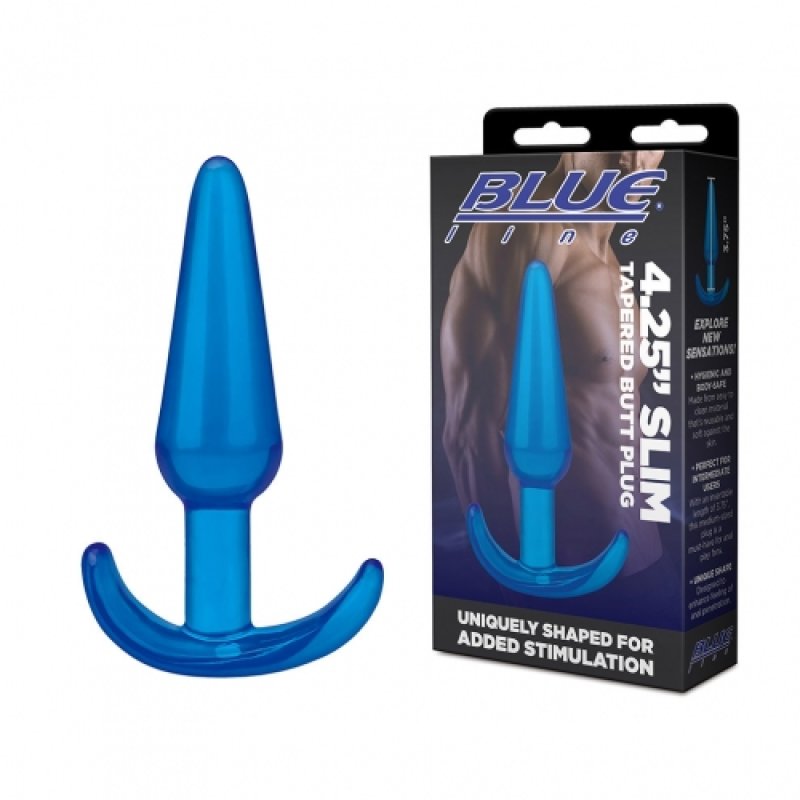 Blue Line 4.25" Slim Tapered Butt Plug Electric Eel, Inc
