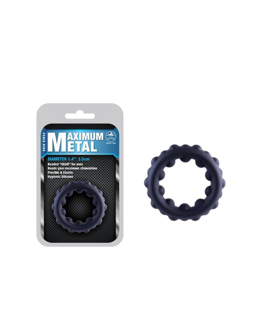 Excellent Power Maximum Metal Silicone Ornament With Metal Ball Cock Ring (643835) Excellent Power