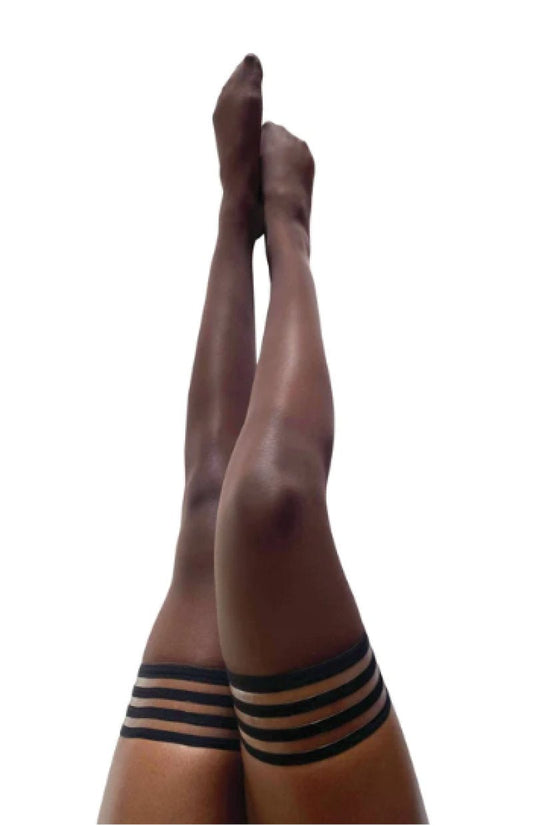 Kixies Marissa Chocolate Sheer Thigh-High Stockings Size D - ClubX Australia