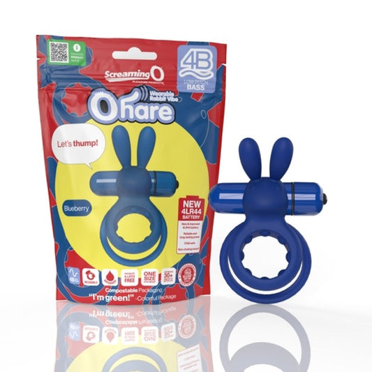 Screaming O 4B Ohare Blueberry rabbit-style vibrating cock ring - ClubX Australia