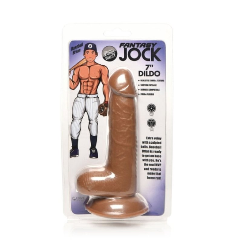 Fantasy JOCK Baseball Brian 7" Medium Dildo with Balls Curve Toys