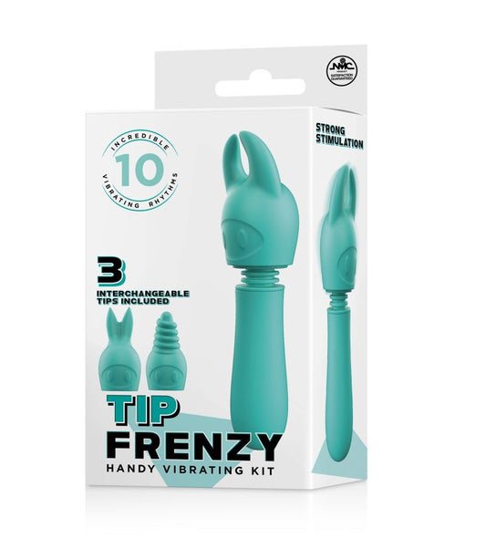 Excellent Power Tip Frenzy silicone vibe with interchangeable tips Green - ClubX Australia