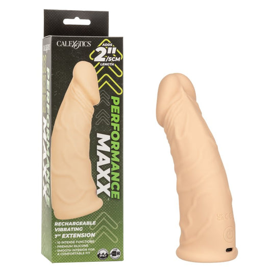 Performance Maxx 7" Rechargeable Vibrating Extension - Ivory Cock Ring Calexotics